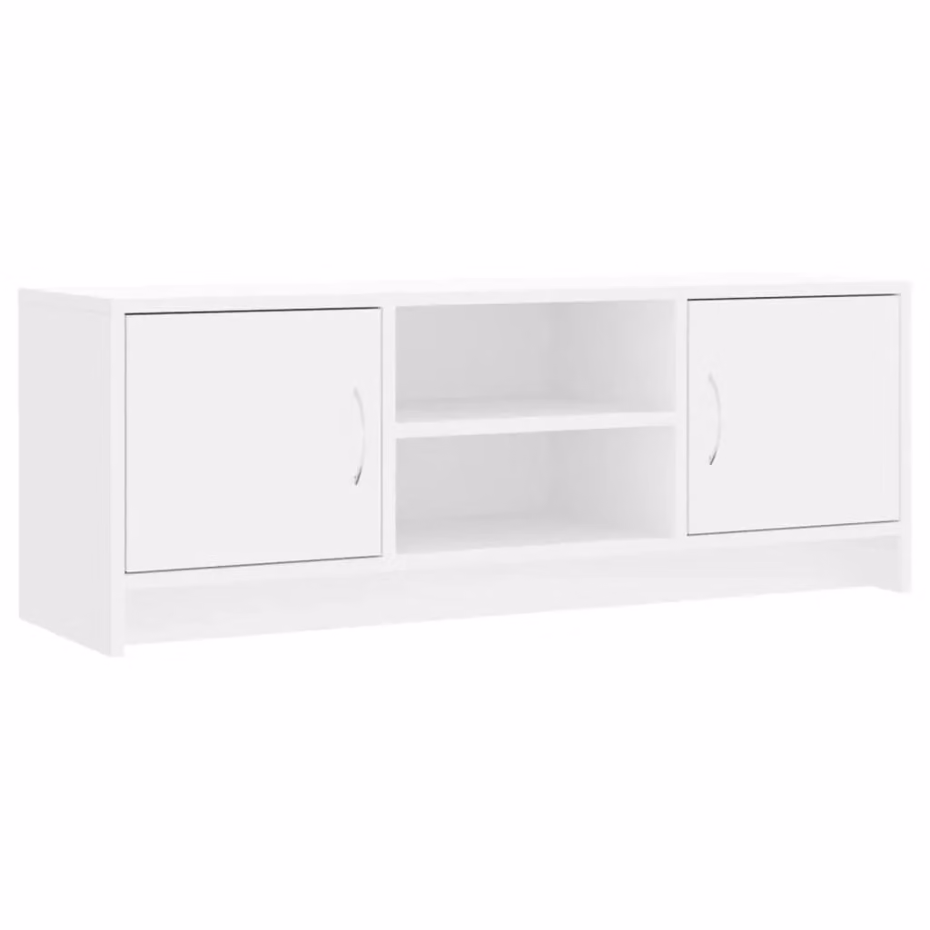 Berkfield Home Modern White TV Cabinet in Matt MDF, W/D/H: 102 x 37.5 x 37.5 cm – 2