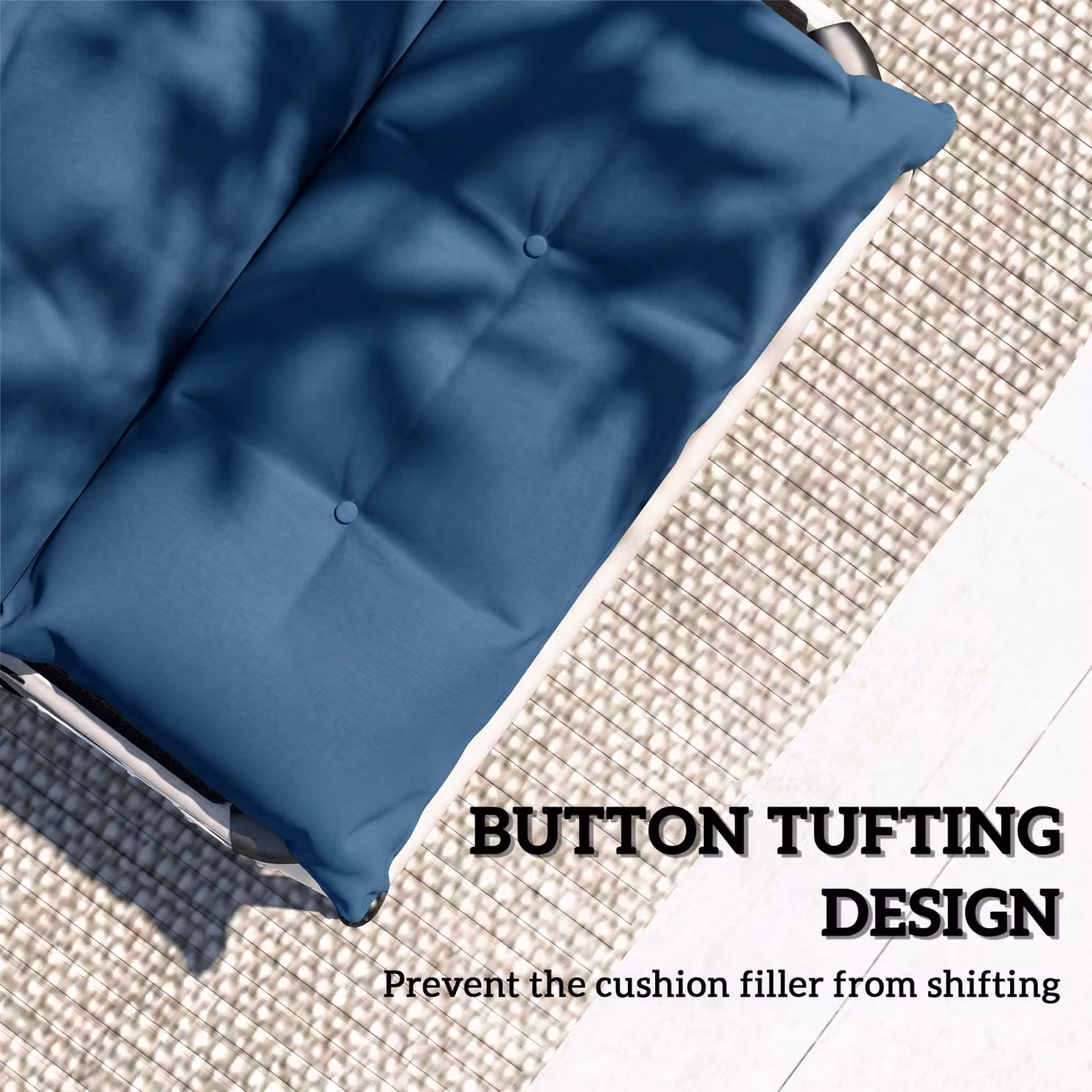 Outsunny Set of Two Rectangular Sun Lounger Cushions in Blue, W/D/H: 190 x 56 cm – 6