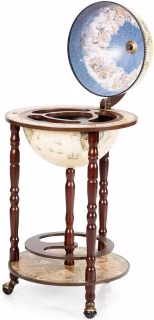 FORGEVIO Wood Globe Drink Cabinet and Wine Bar Stand in Brown – 1
