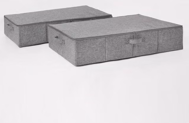 OHS Foldable Underbed Storage Bag in Grey Fabric with Handles