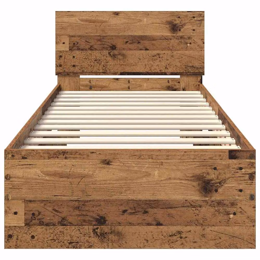 Berkfield Home Modern Bed Frame with Headboard in Brown Engineered Wood W: 75 cm, L: 190 cm – 4