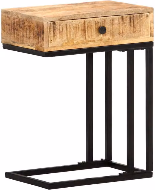 Berkfield Home U-Shaped Side Table in Brown Solid Mango Wood, W/D/H: 45 x 30 x 61 cm – 1