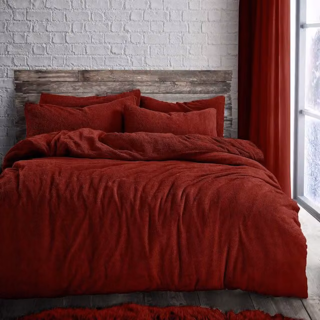 VELOSSO Red Thermal Fleece Duvet Set and Pillowcase, W/D/H: 140 x 200 cm