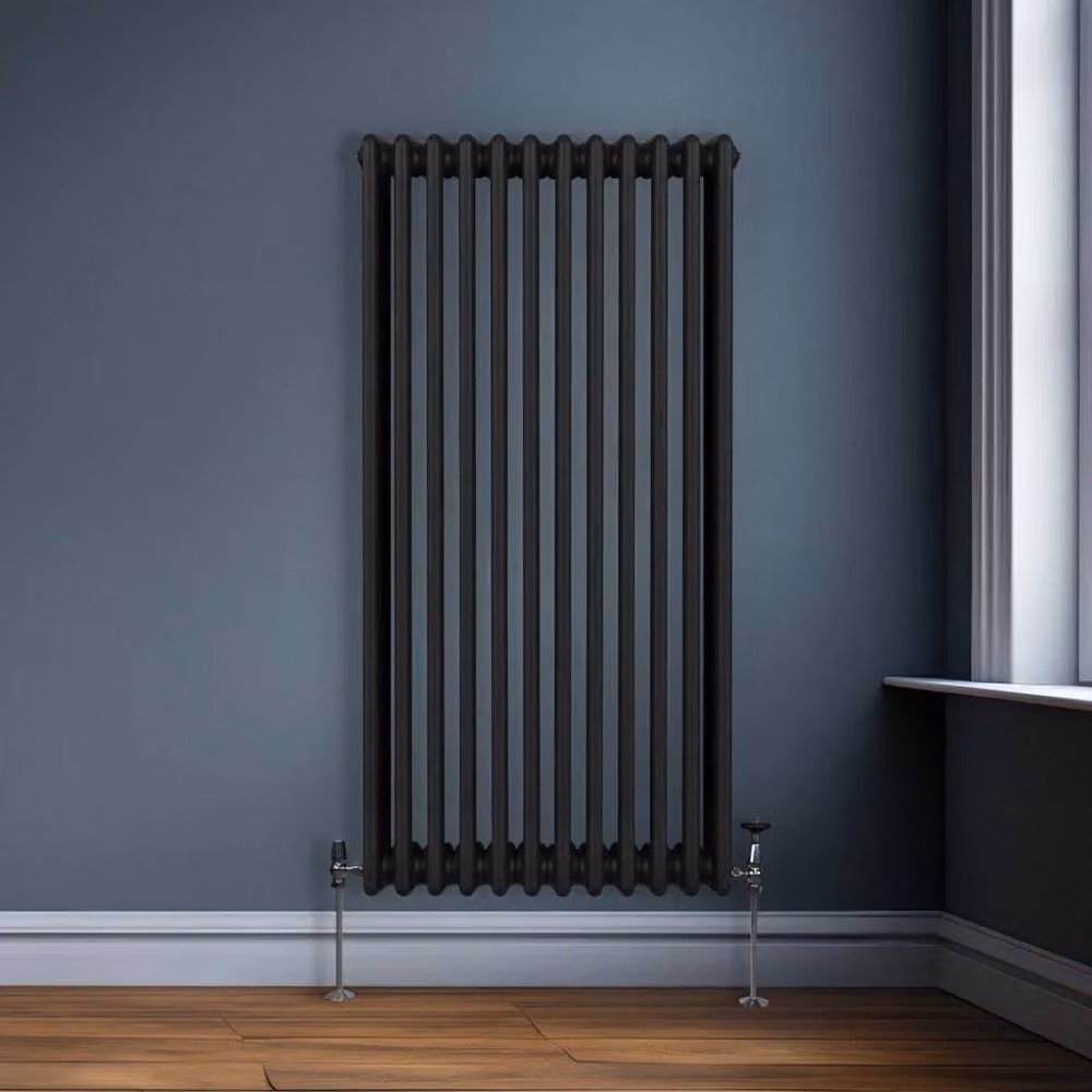 Monstershop Traditional 3 Column Steel Radiator in Black, H: 150 cm, W: 56.2 cm, D: 10 cm – 4