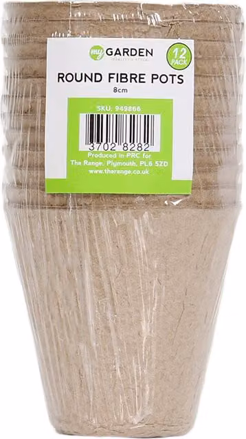 My Garden Pack of 12 Round Brown Paper Pulp Fibre Planter Pots