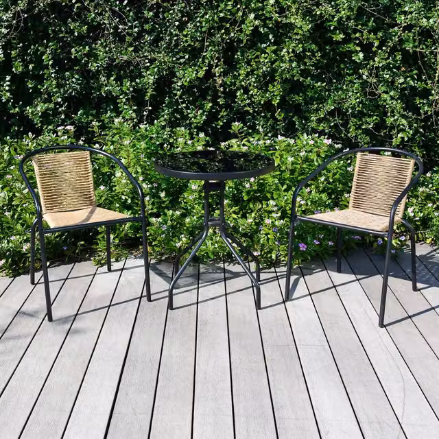 Outdoor Essentials Camden Bistro Set in Black