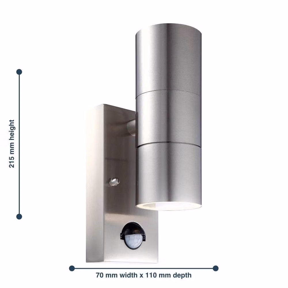 First Choice Lighting Blaze Marine Grade Stainless Steel Motion Sensor Wall Light in Silver – 5