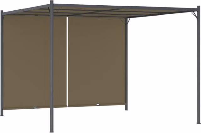 Berkfield Home Garden Pergola with Retractable Roof in Beige, W/D/H: 300 x 300 x 300 cm