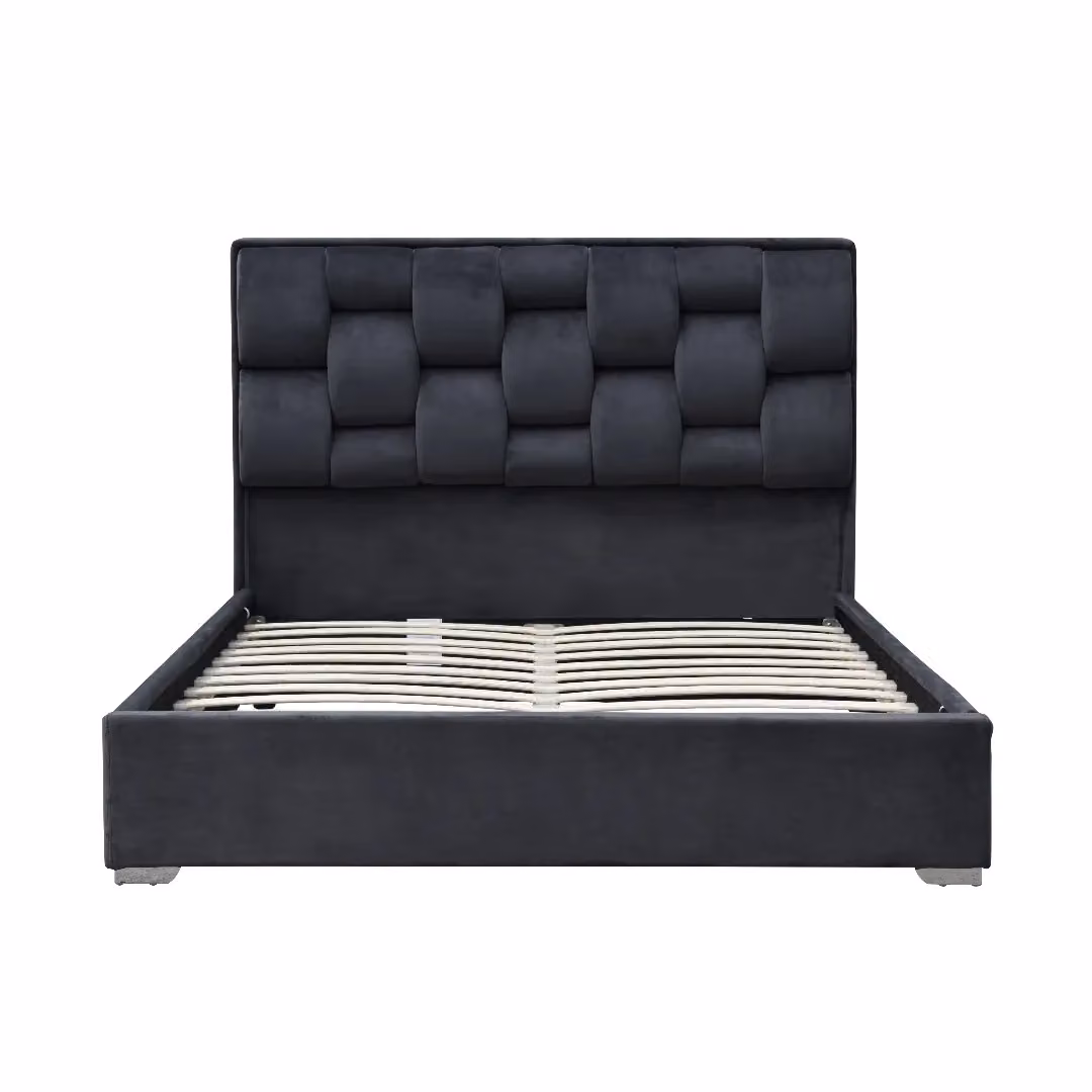 Comfy Living Ltd Modern Upholstered Velvet Bedframe in Grey or Blue, W/D/H: 140 x 200 x 110 cm – 2