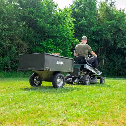 The Handy 225kg Towed Trailer with Folding Sides, Tipping Capability and Pneumatic Tyres in Grey Steel – 6