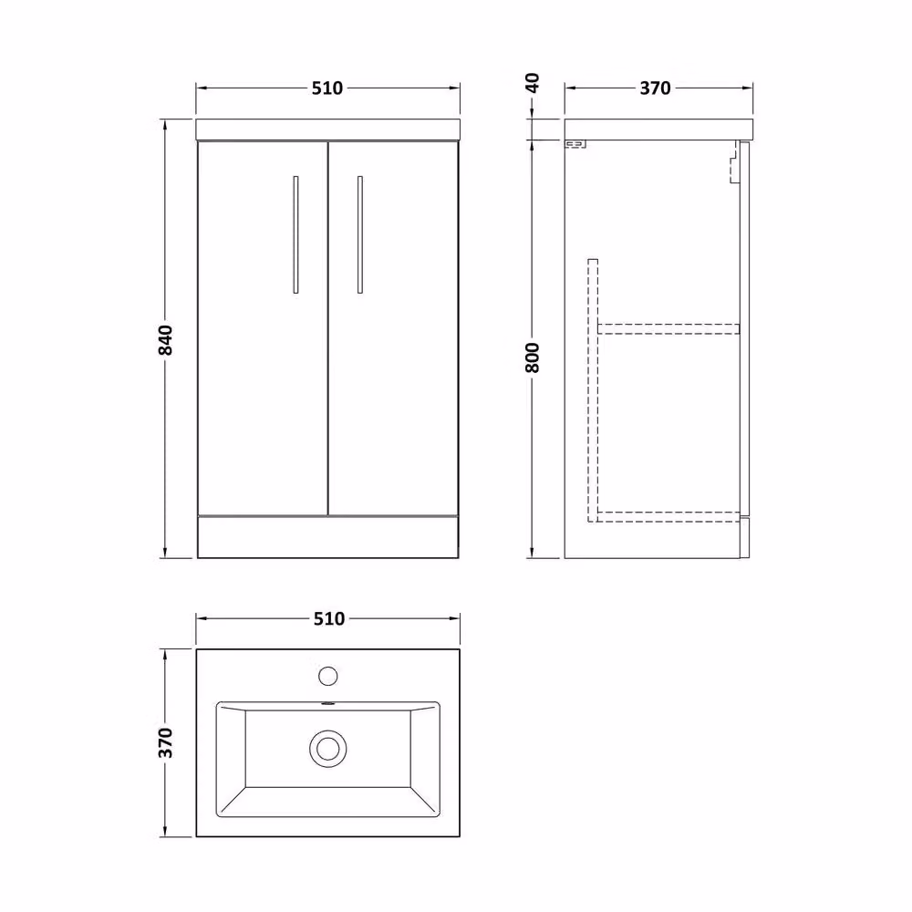 Balterley Bramshall Compact 2 Door Dark Blue Matt Vanity Basin Unit, Width: 50 cm – 4