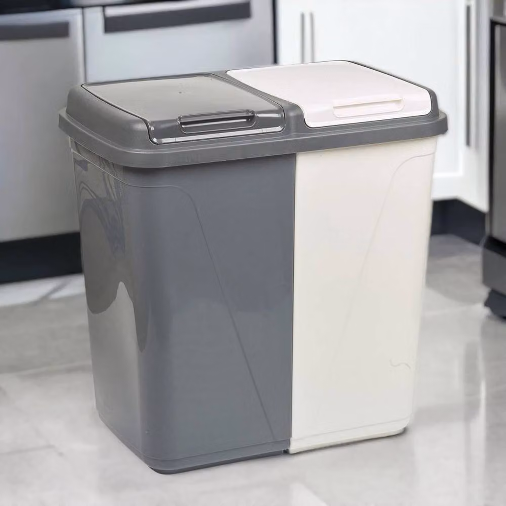 FORGEVIO 90L Under Cabinet Garbage Bin with Flip Lid and Odour Filter, Grey and White – 2