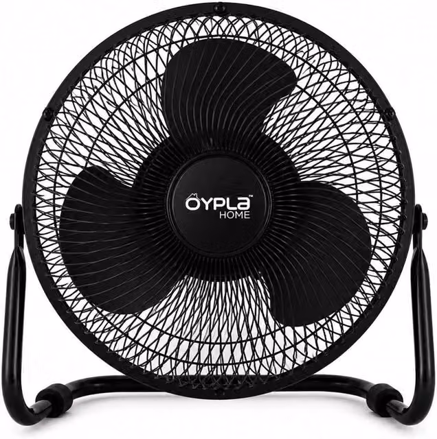 Oypla 3 Speed Electrical Floor Standing Fan, 9 inch, Black