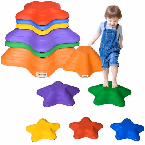 Outsunny 6-Piece Multicolour Plastic Balance Stepping Stones for Kids