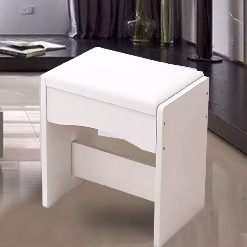 FORGEVIO White Heavy Duty Makeup Stool with Synthetic Leather and MDF Construction – 3