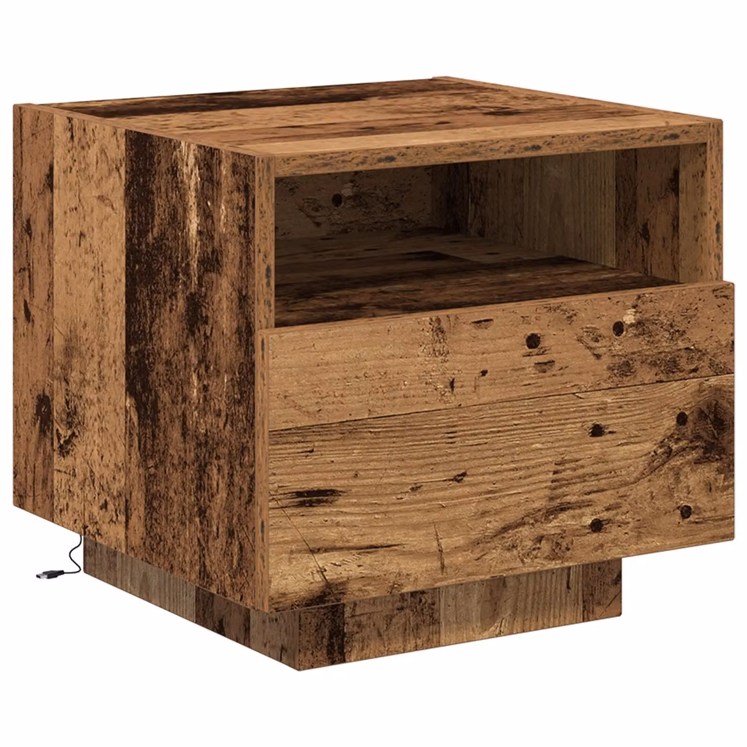 Berkfield Home Bedside Cabinet with Integrated LED Lights in Brown Old Wood, W/D/H: 40 x 39 x 37 cm – 2