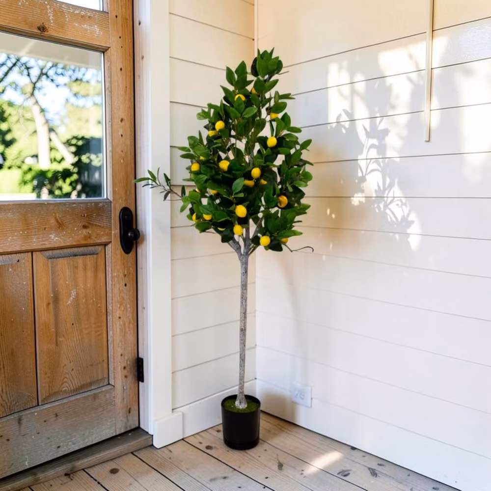 Four Candle Large Artificial Mediterranean Lemon Tree, Green and Yellow, Height: 155 cm – 2