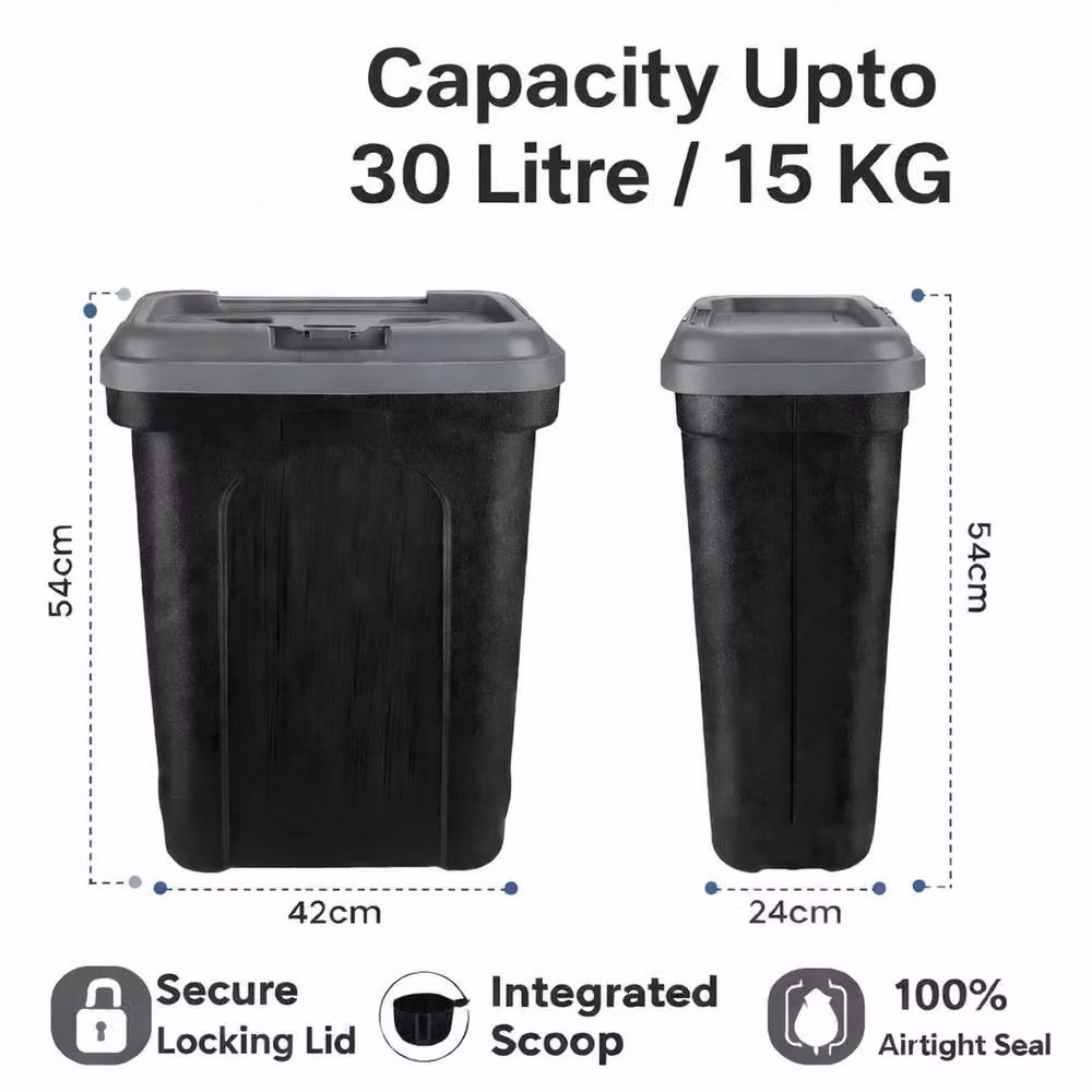 FLAVORA Airtight Plastic Dry Food Storage Container for Dogs and Cats, Dark Grey, W: 100 cm, D: 15 cm, H: 15 cm – 2