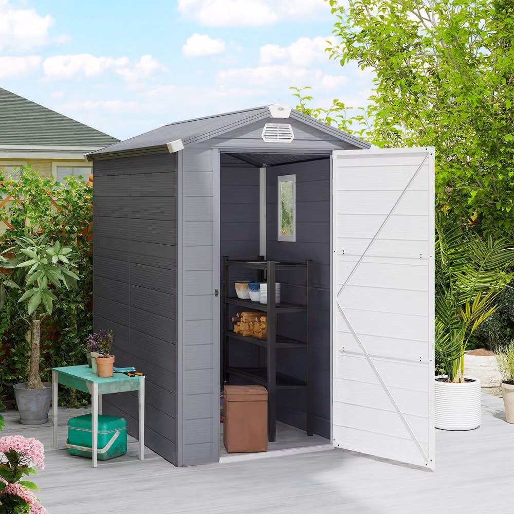 Rolipo Grey Plastic Garden Shed with Aluminium Frame – 3