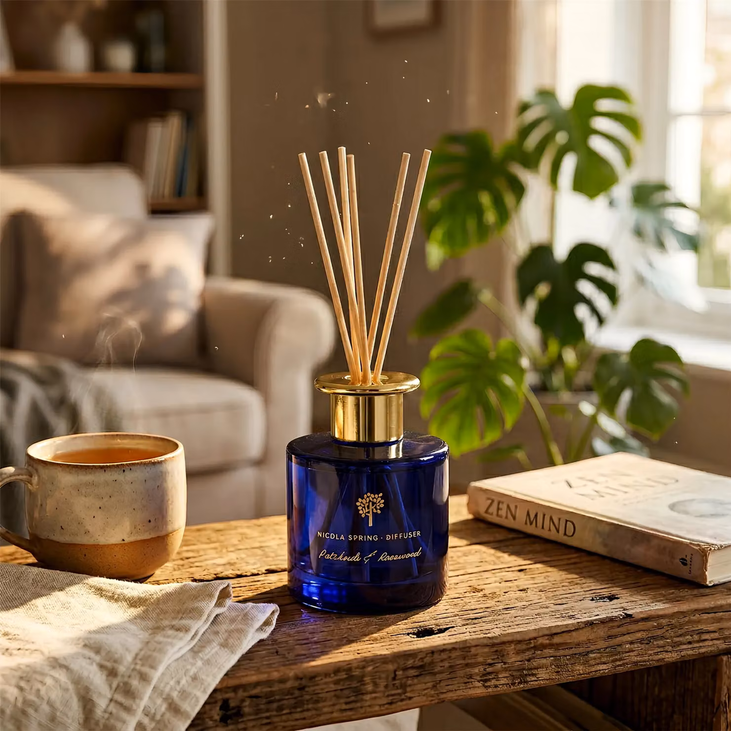 Nicola Spring Patchouli & Rosewood Scented Candle and Reed Diffuser Set in Blue – 6