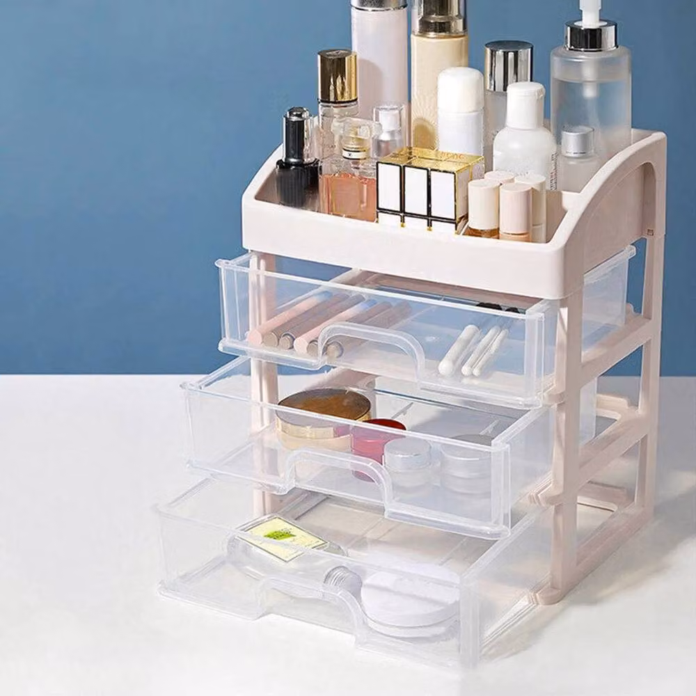 PAWNORA Clear and White Plastic Makeup Storage Box – 2