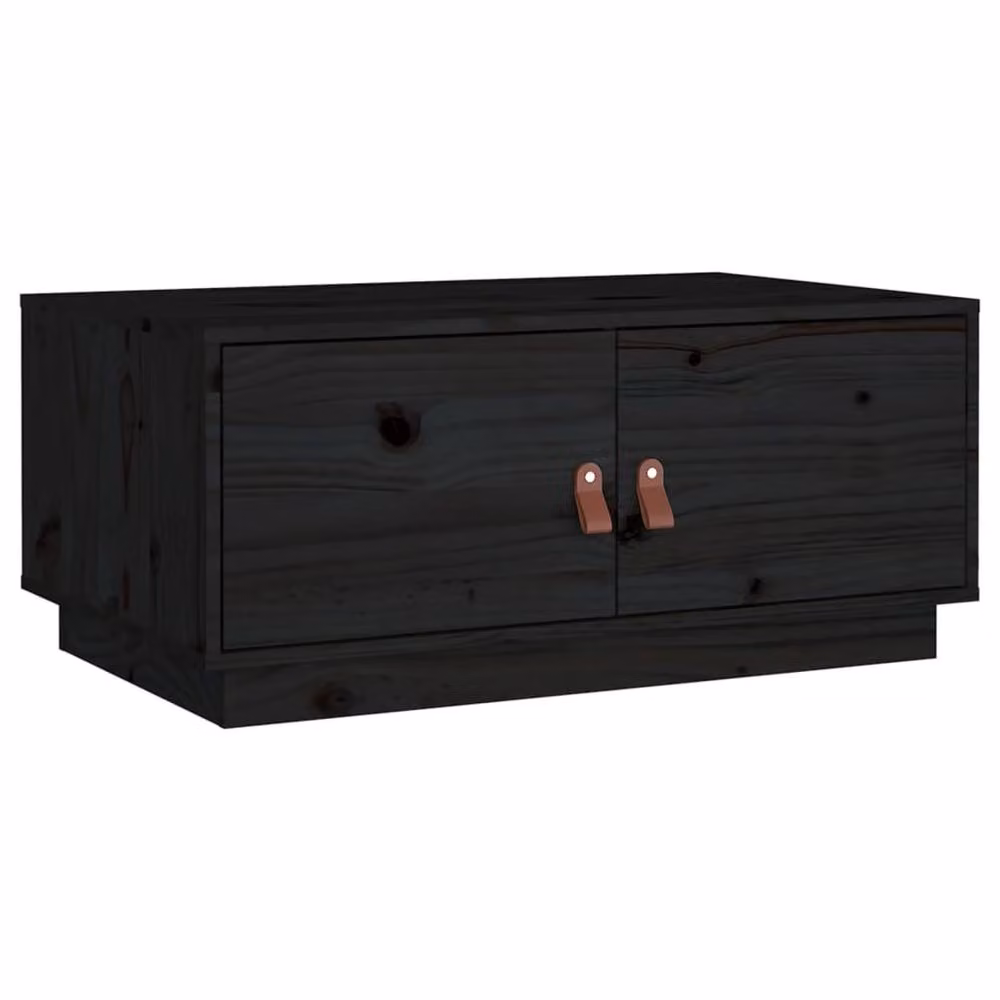 Berkfield Home Beautiful Coffee Table in Black Solid Pine Wood, W: 80 cm, D: 50 cm, H: 35 cm – 2