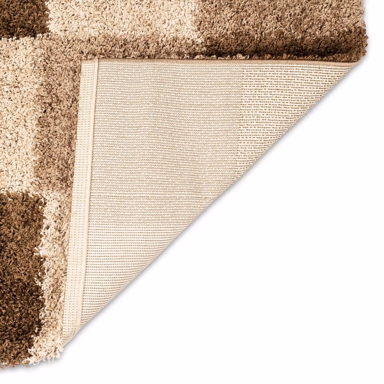 Bravich LTD California Checked Thick Shaggy Rug in Beige, W: 200 cm, D: 290 cm – 3