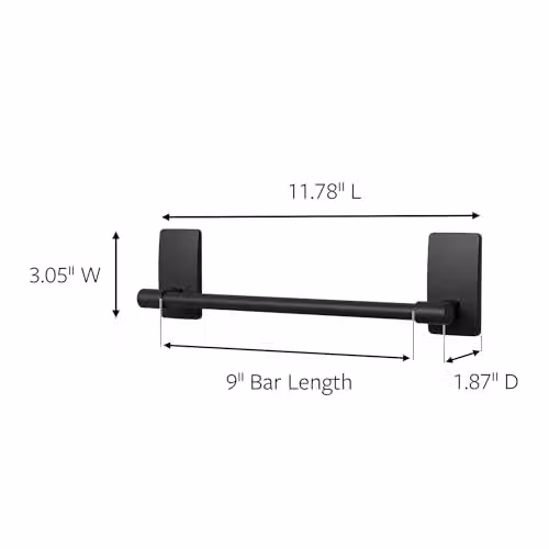 3M Command Matte Black Metal Hand Towel Bar with Adhesive Strips – 2