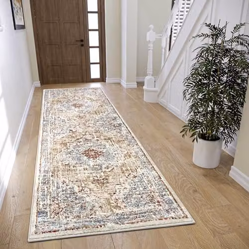 HANSE Home Strozzi Oriental Machine Woven Rug, Multicolour Beige and Blue, W: 80 cm, L: 240 cm