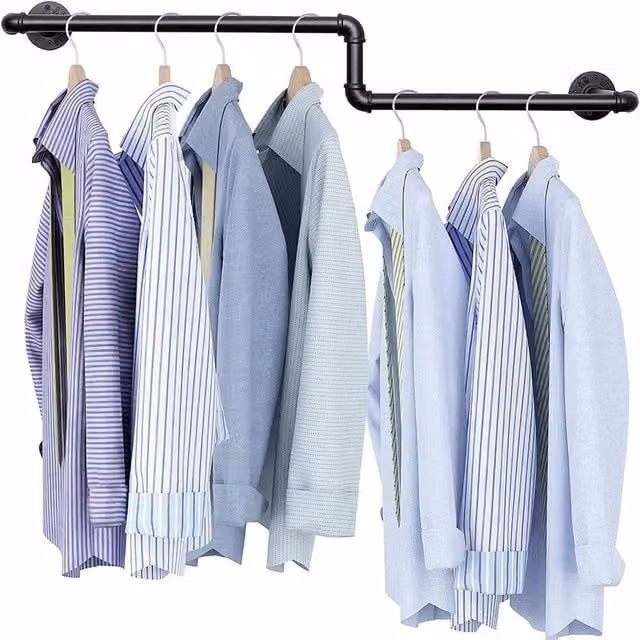 EONLION Industrial Metal Pipe Clothing Rack in Matt Black, W: 100 cm, D: 50 cm, H: 50 cm – 1