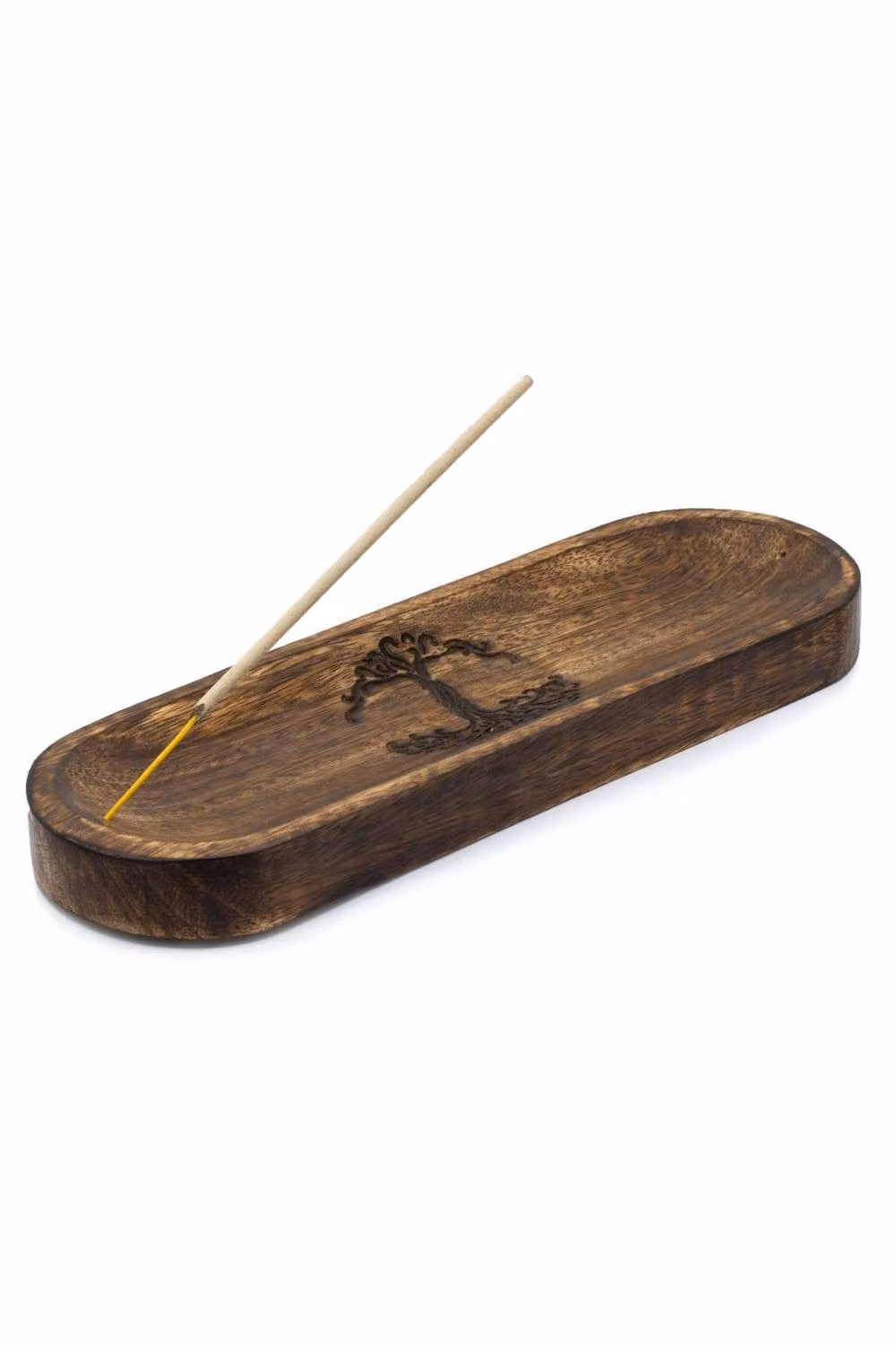 KDMD Large Tree of Life Handcrafted Wood Incense Tray in Brown, W: 30 cm, D: 10 cm – 2