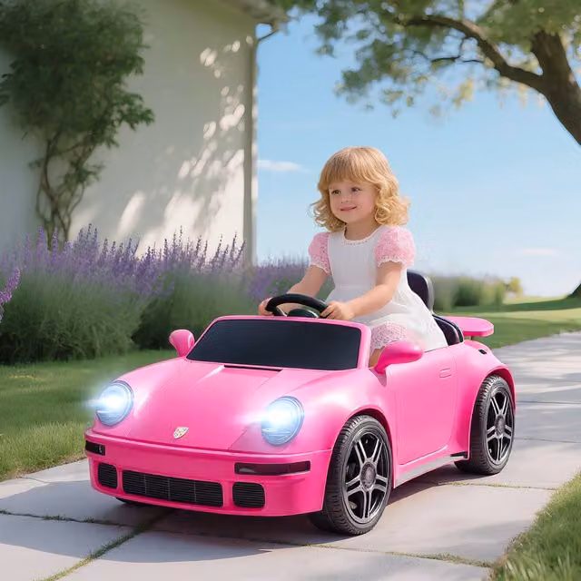 AIYAPLAY Licensed RUF CTR 2017 Pink Electric Ride-On Car for Kids with Light and Sound Effects