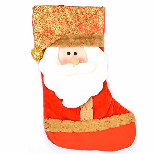 Shatchi Designer Santa Christmas Stocking in Red and Multicolour