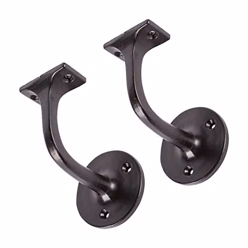 Hammer and Tongs Wrought Iron Handrail Bracket, Matt Black, Pack of 2, D: 7.5 cm, H: 8.5 cm – 2