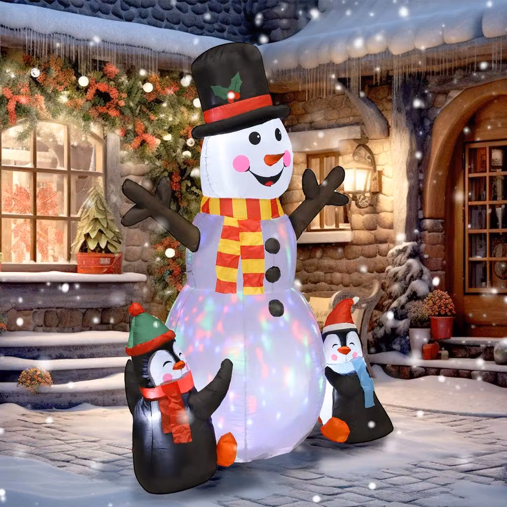 STILVORA Inflatable White Snowman with Multicolour LED Lights – 3