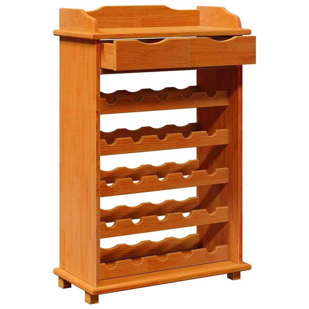 Berkfield Home Modern Solid Pine Wood Wine Rack in Brown, W/D/H: 90 x 30 x 60 cm – 3