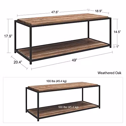 DHP Furniture Quincy Modern Rectangular Coffee Table in Brown Oak Finish – 2