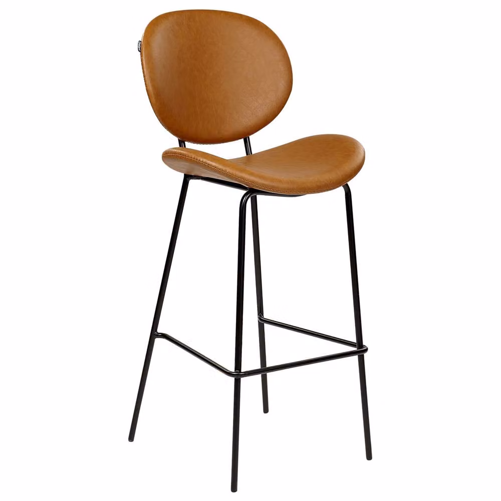Wyld and Coco Set of 2 Armless Dining Chairs in Golden Brown Faux PU Leather with Black Iron Legs – 3