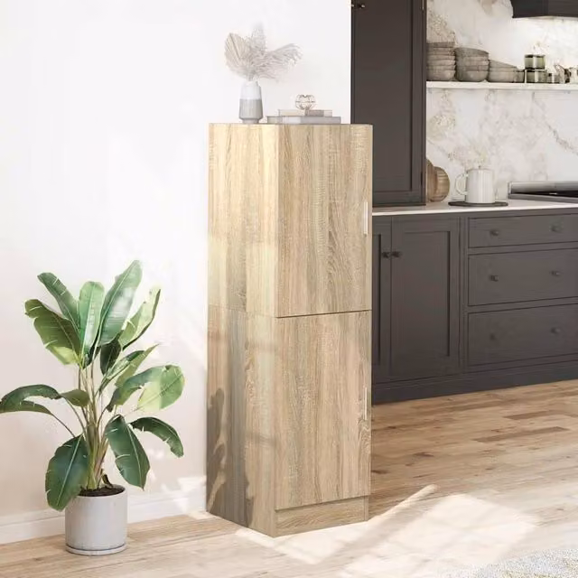 Berkfield Home Kitchen Cabinet in Sonoma Oak, Brown, W/D/H: 38 x 41.5 x 131.5 cm