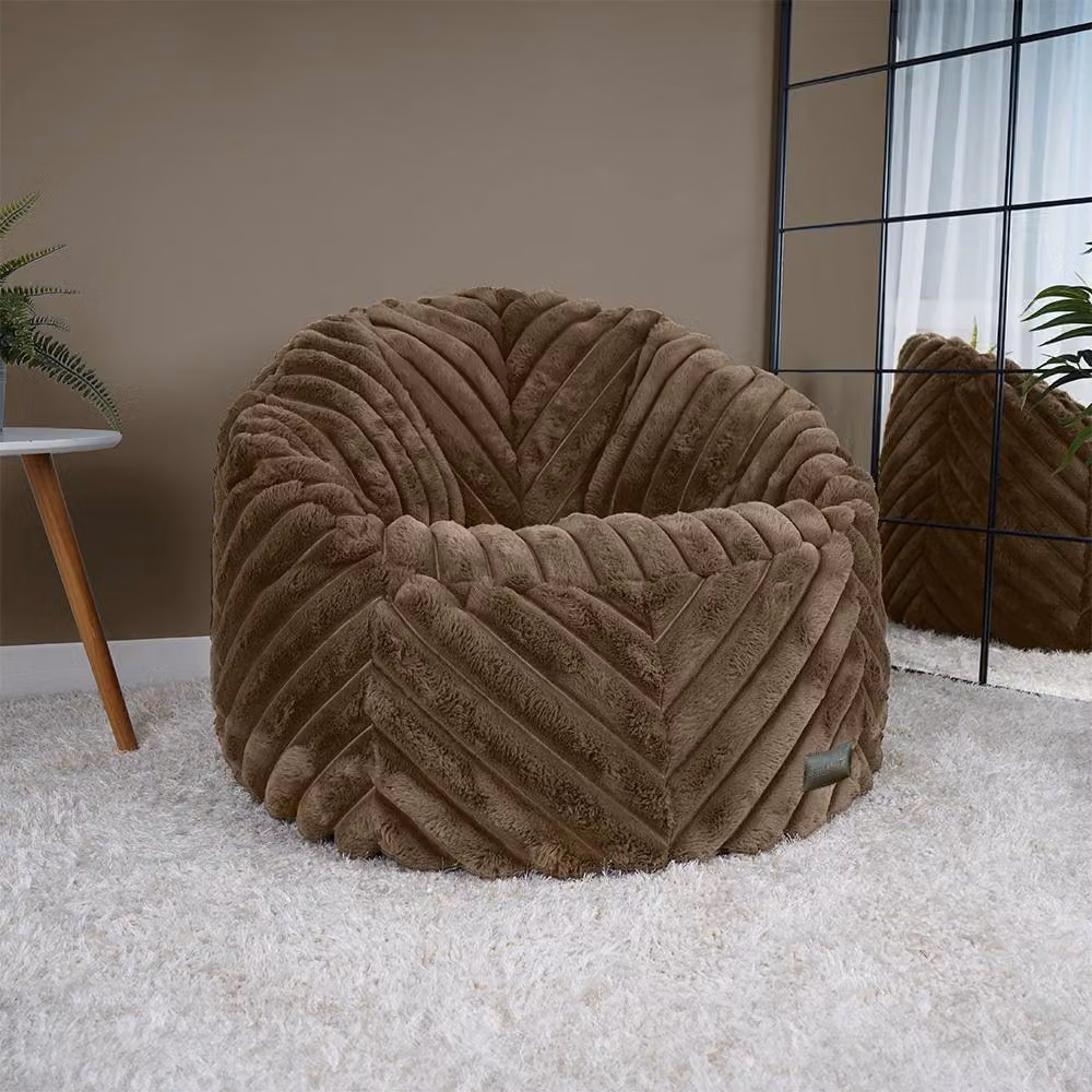 rucomfy Faux Fur Ribbed Zen Chair Bean Bag, Plush Lounge Seat in Brown – 3