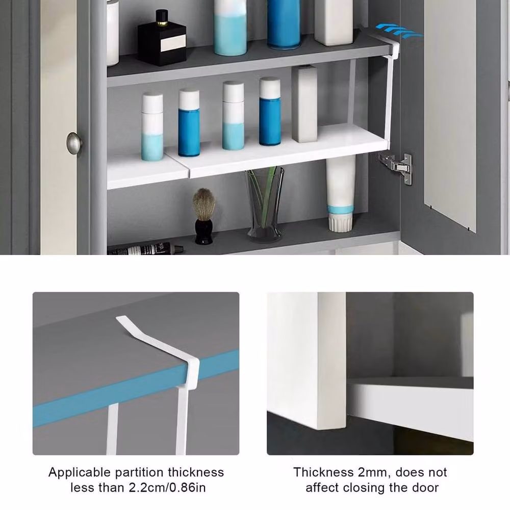 FLAVORA Adjustable Under Cabinet Spice Organiser Shelf Holder in White – 2