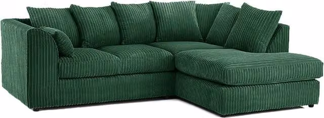 Luxor Living Green Jumbo Cord 4 Seater Right Hand Facing Corner Sofa – 1