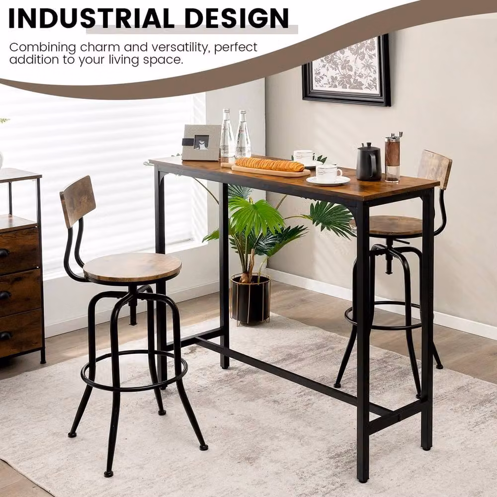 Havendro Rectangular Counter Height Bar Table in Brown – 3