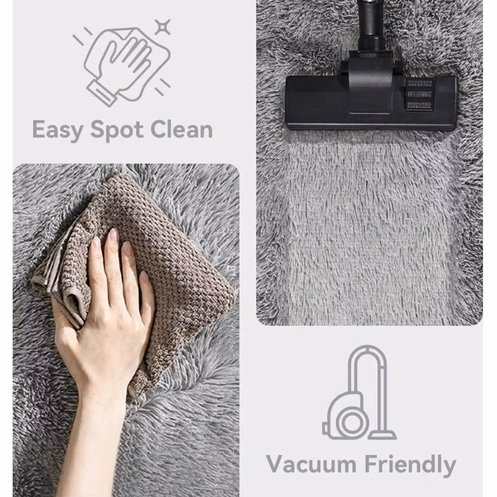 MCC Direct Faux Fur Rectangle Shaggy Area Rug in Grey, W/D: 60 x 110 cm – 3
