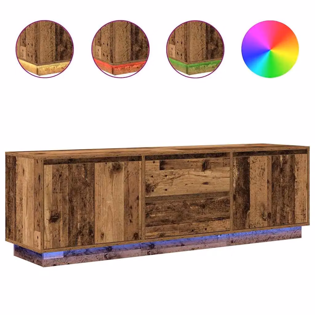 Berkfield Home Rustic Wood TV Cabinet with Integrated LED Lights in Brown, W: 160.5 cm, D: 41 cm, H: 50 cm – 2
