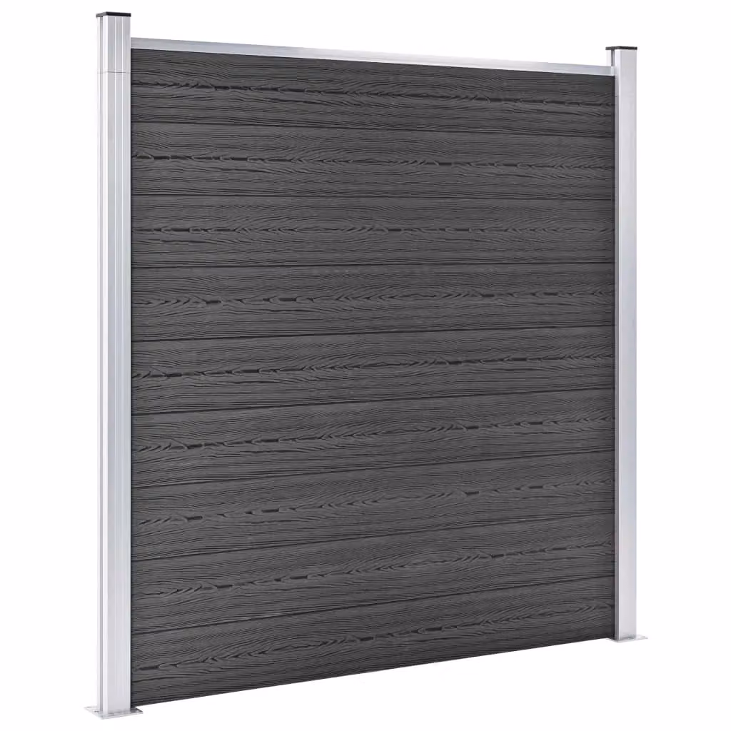 Berkfield Home WPC Fence Panel Set in Black, Height: 183 cm – 3
