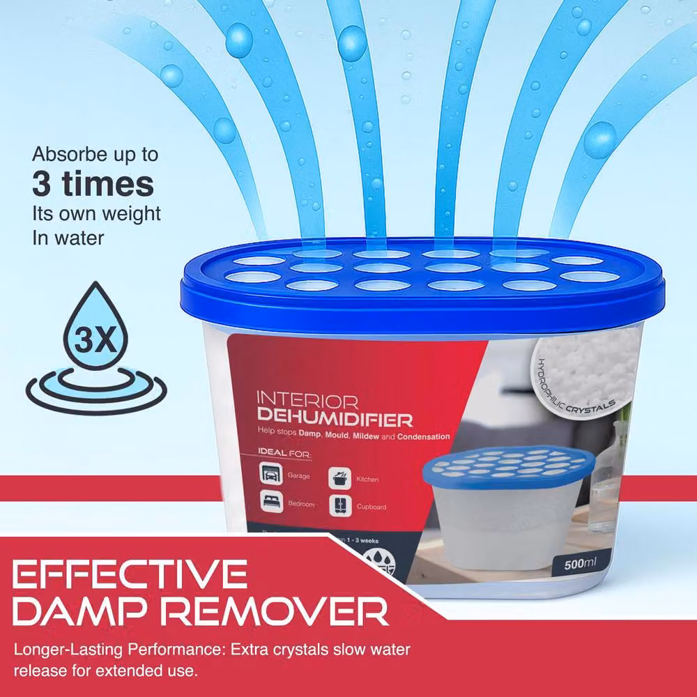 Haltons Moisture Absorber Dehumidifier Condensation Remover, White, 5 x 500ml – 4