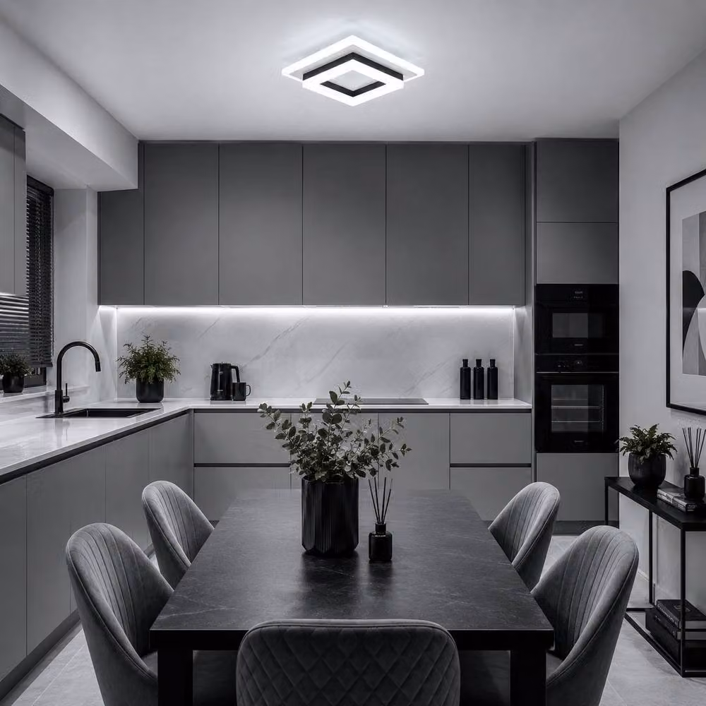 Goeco Modern Square LED Ceiling Light, 24W, 6500K Cool White, Black – 3