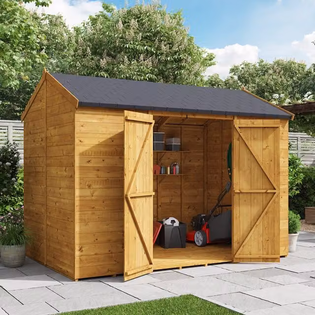 BillyOh Rustic Brown Wooden Reverse Apex Workshop with Tongue and Groove Construction