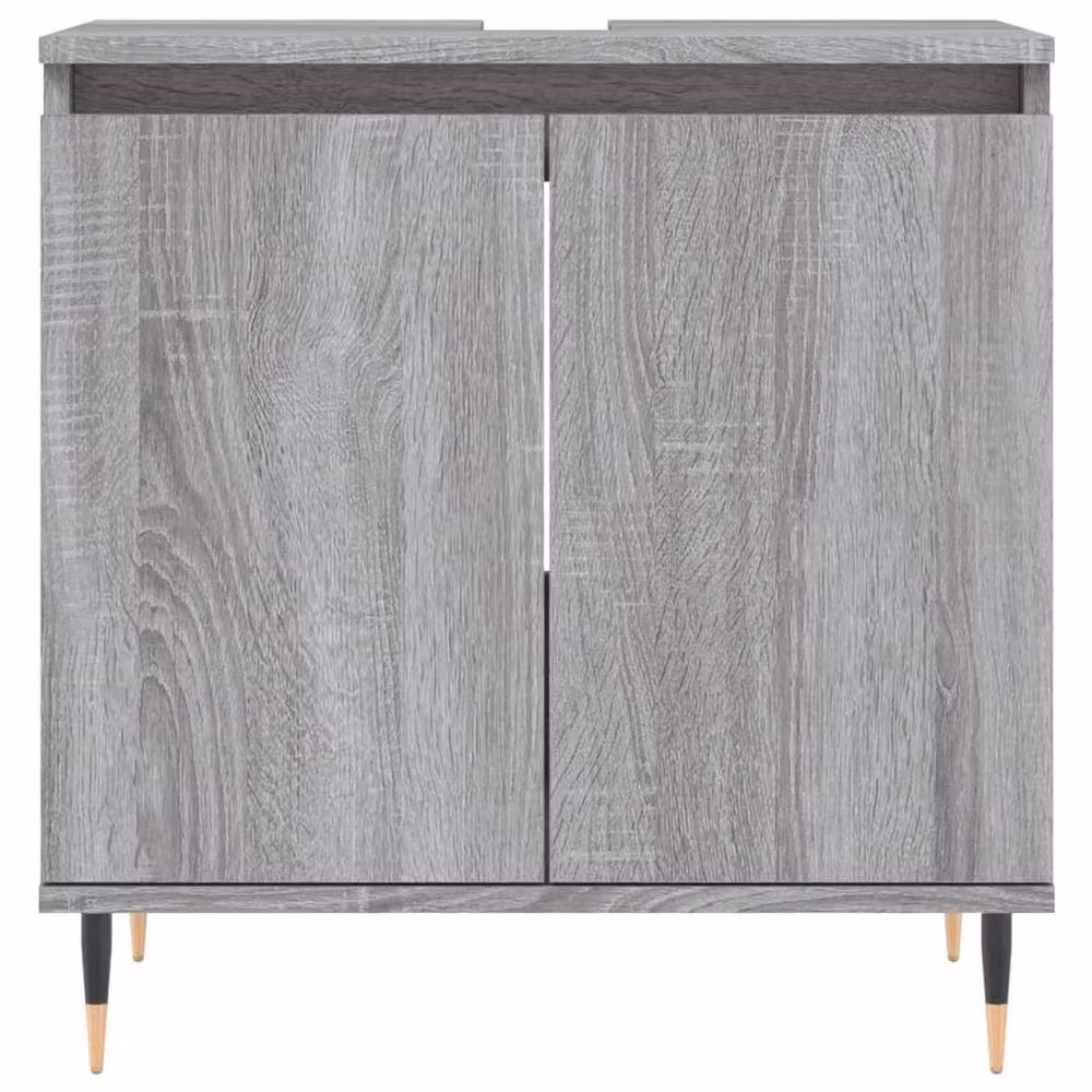 Berkfield Home Modern 3 Piece Grey Bathroom Cabinet Set with Vanity Unit, Tall Cabinet and Side Cabinet – 3